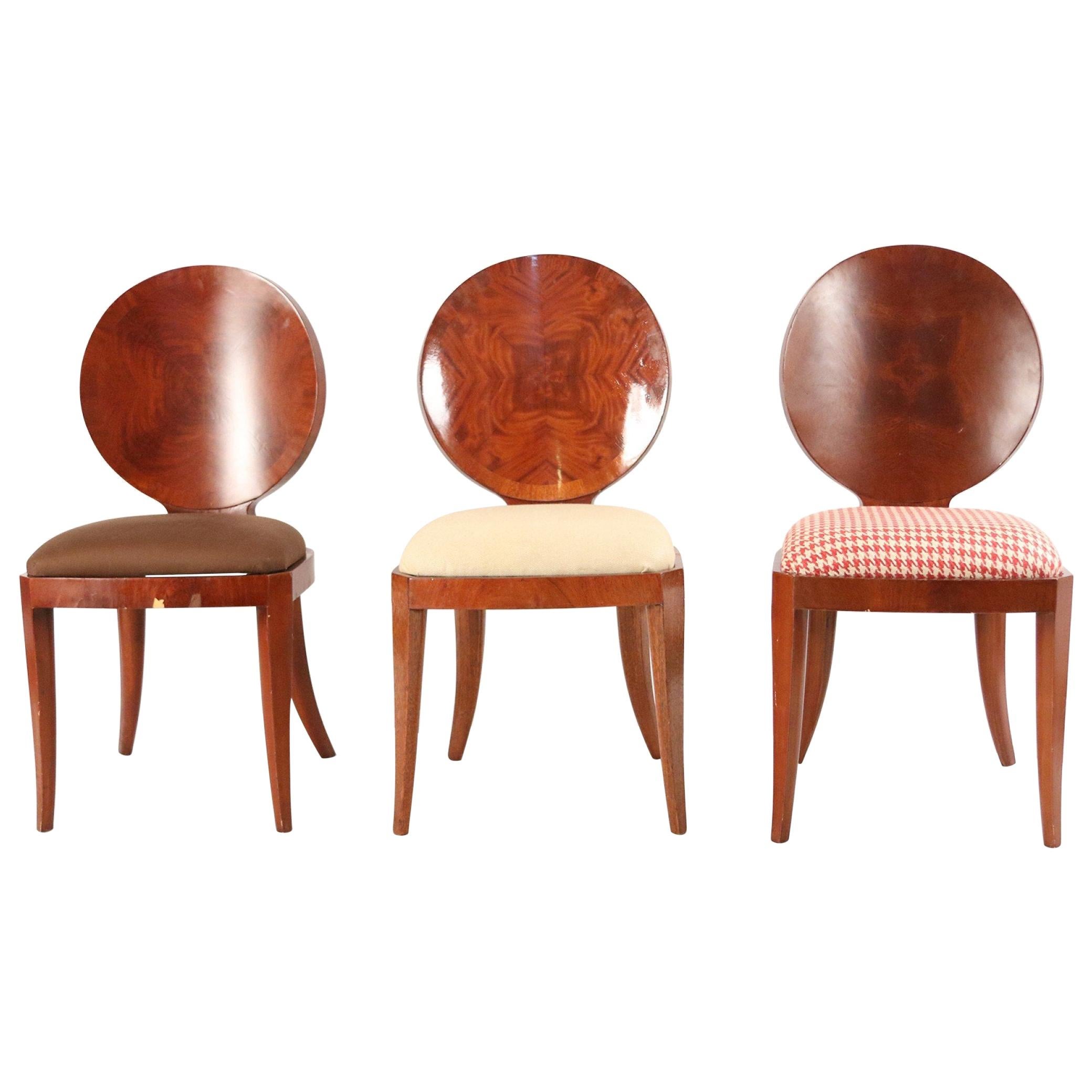 Set of 13 Midcentury Maple Veneer Oval Back Side Chairs For Sale