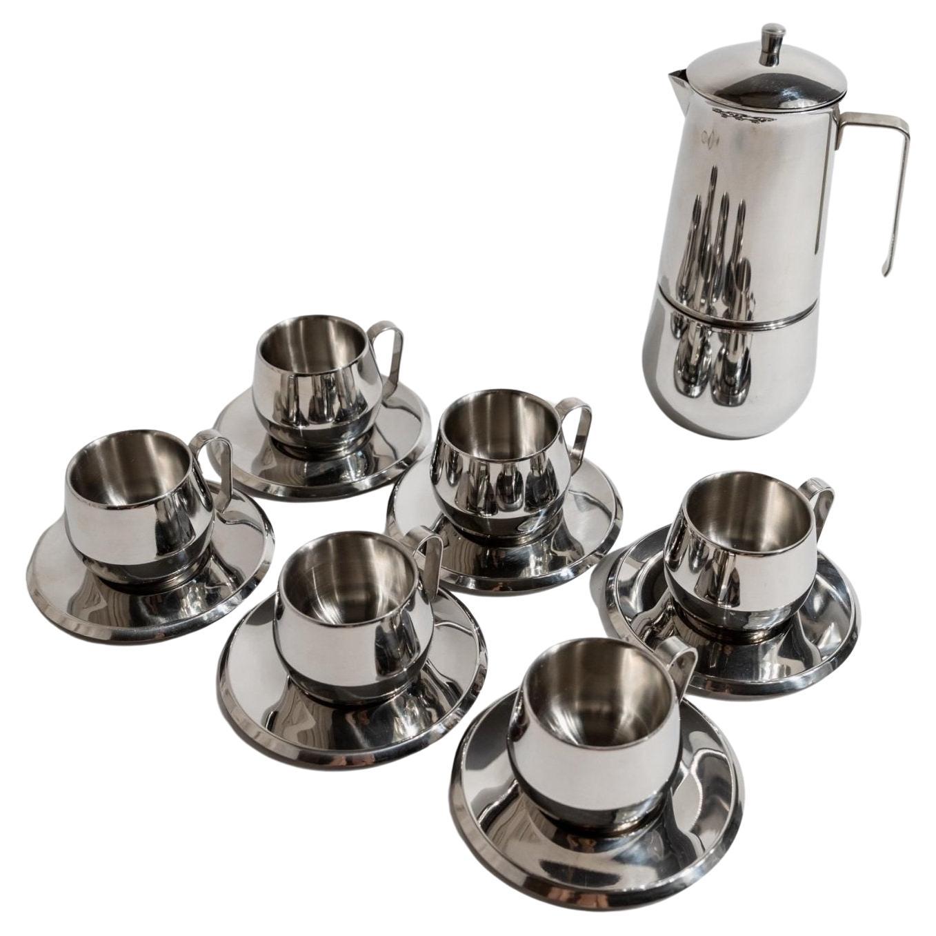 Set of 13 Pieces Elegant Vintage Coffee Set Design by Gnutti Italy, 1980s For Sale