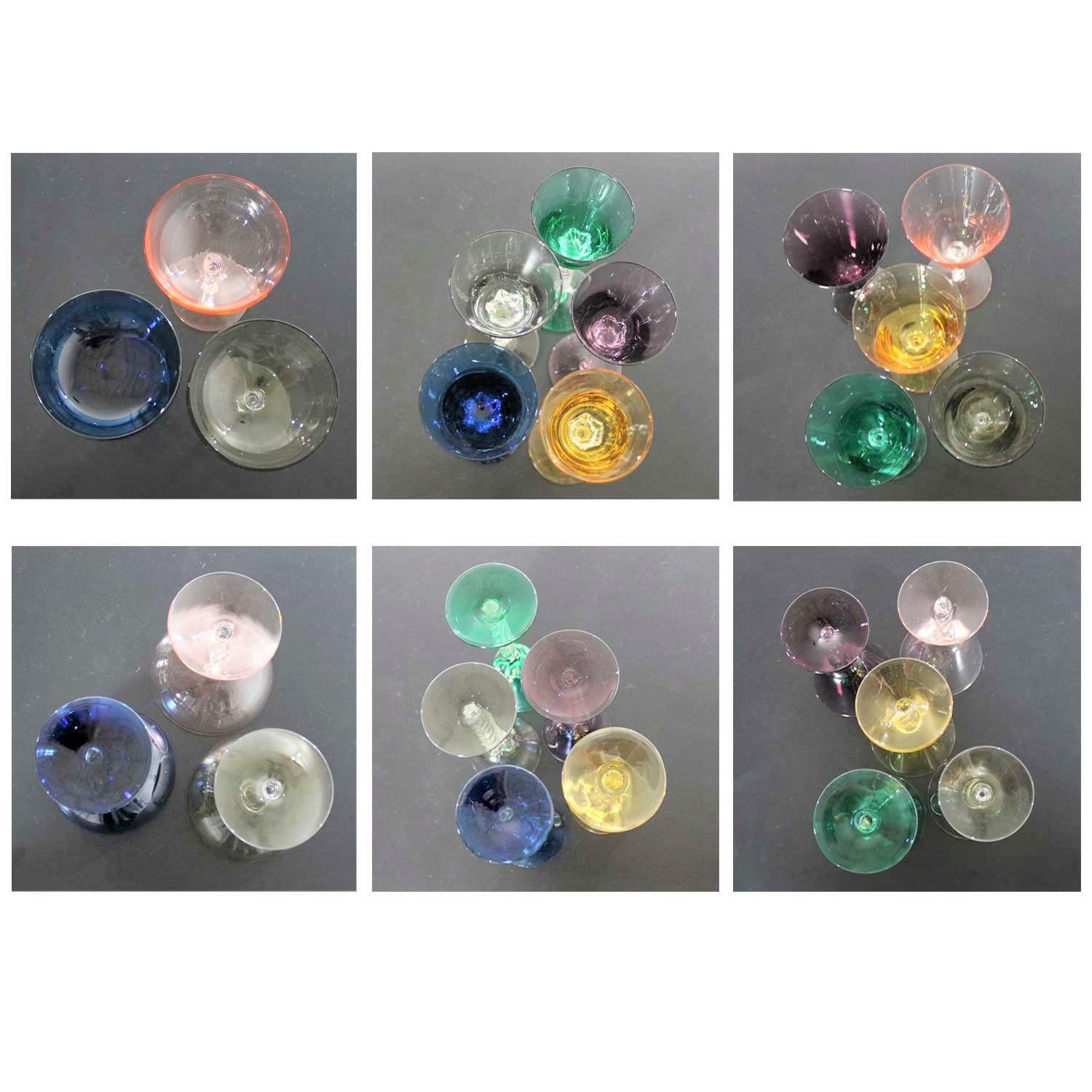Set of 13 Pieces Multi Color Stemware in Three Sizes with Twisted Clear Stems 3