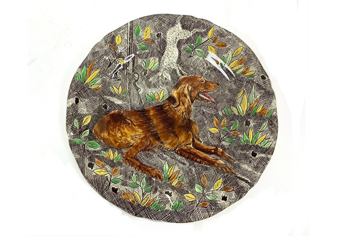 Set Of 13 Rambouillet Faiencerie De Gien Dog Hunt Dessert Luncheon Plates (Moderne) im Angebot