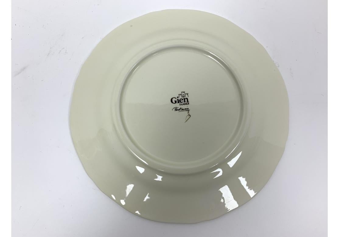 Set Of 13 Rambouillet Faiencerie De Gien Dog Hunt Dessert Luncheon Plates (Französisch) im Angebot