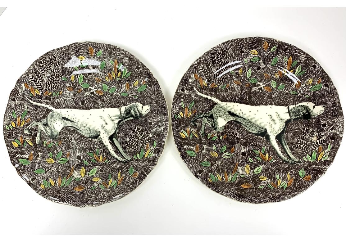 Set Of 13 Rambouillet Faiencerie De Gien Dog Hunt Dessert Luncheon Plates im Angebot 1