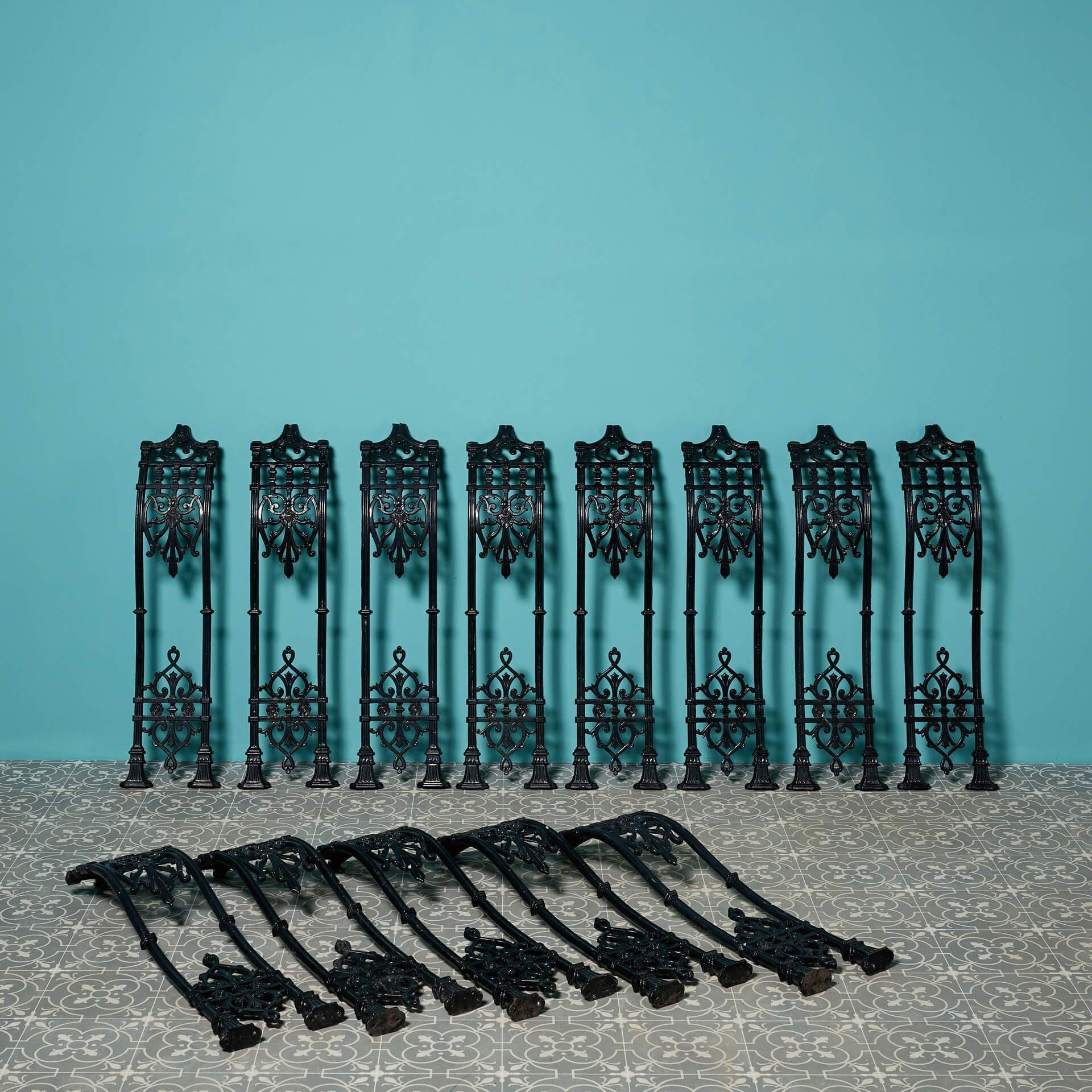 Set of 13 Regency Style 19th Century Cast Iron Balustrades For Sale