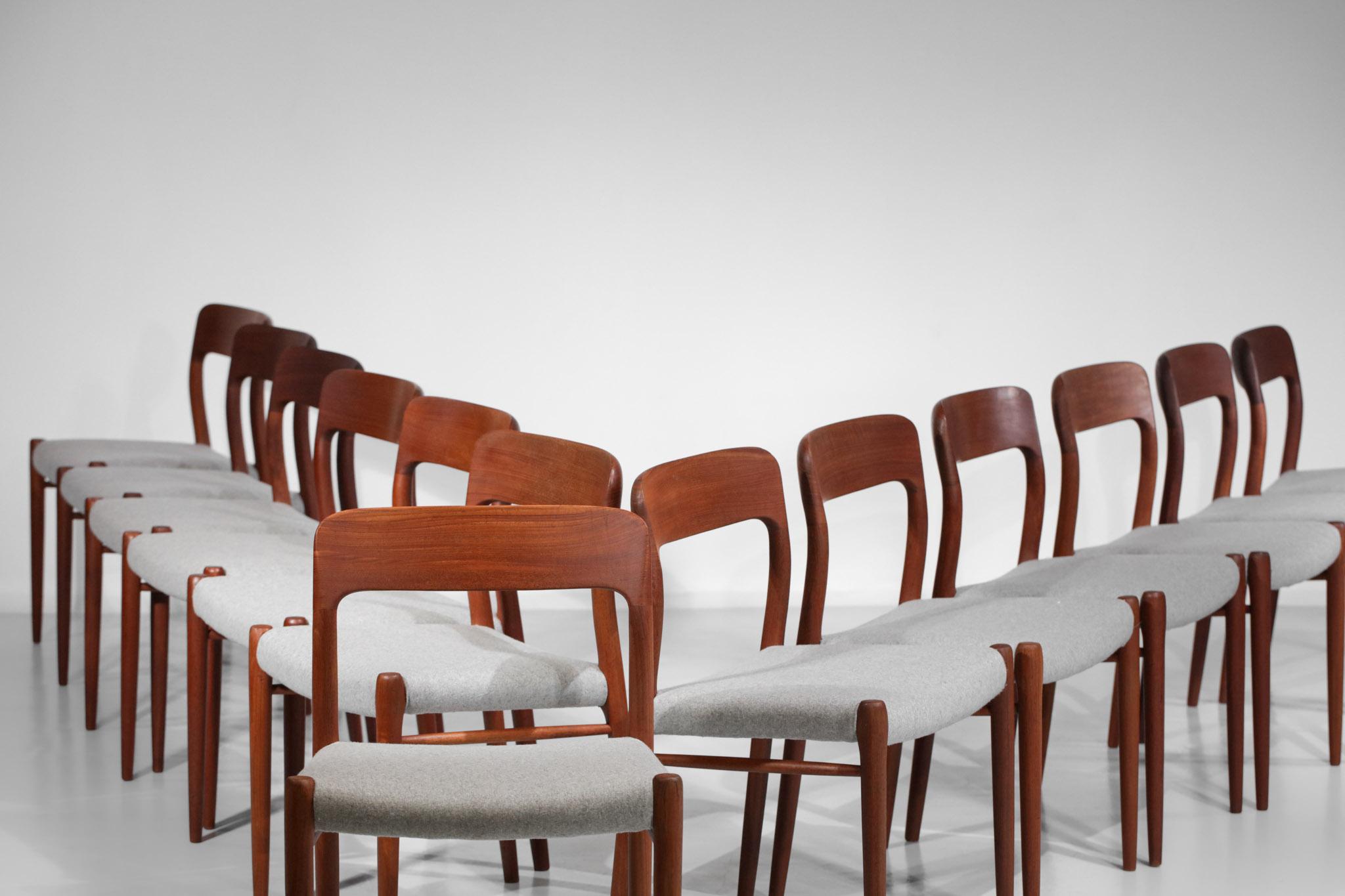 Set of 13 Scandinavian Teak Chairs by Danish Designer Niels Otto Moller B17-E542 4