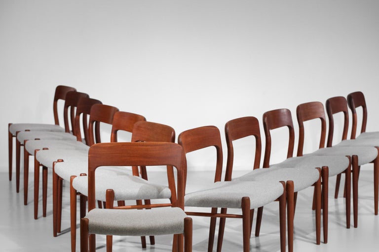Set of 13 Scandinavian Teak Chairs by Danish Designer Niels Otto Moller B17-E542 For Sale 4