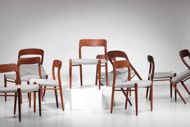 Set of 13 Scandinavian Teak Chairs by Danish Designer Niels Otto Moller B17-E542 For Sale 7