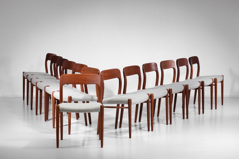 Set of 13 Scandinavian Teak Chairs by Danish Designer Niels Otto Moller B17-E542 For Sale 1