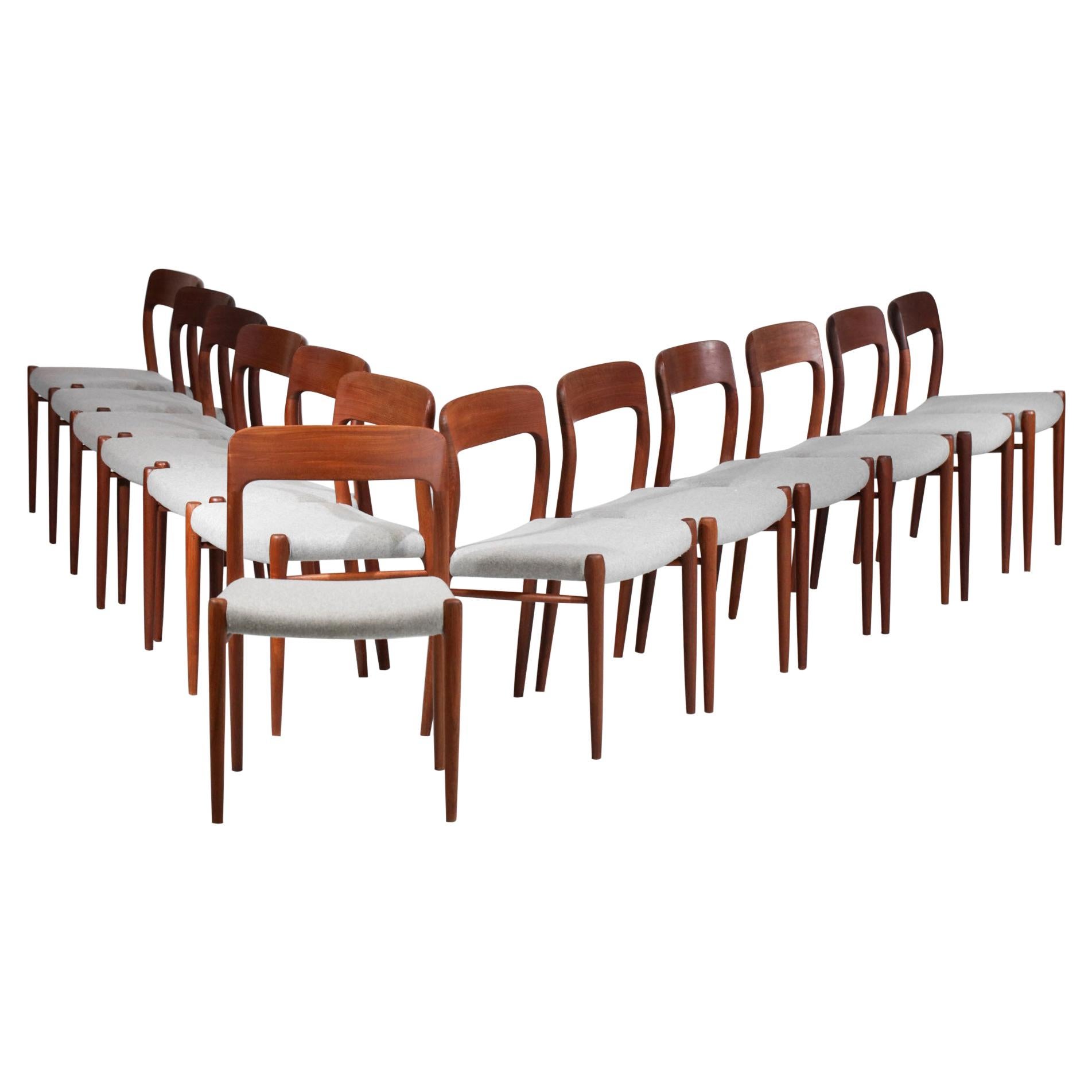Set of 13 Scandinavian Teak Chairs by Danish Designer Niels Otto Moller B17-E542