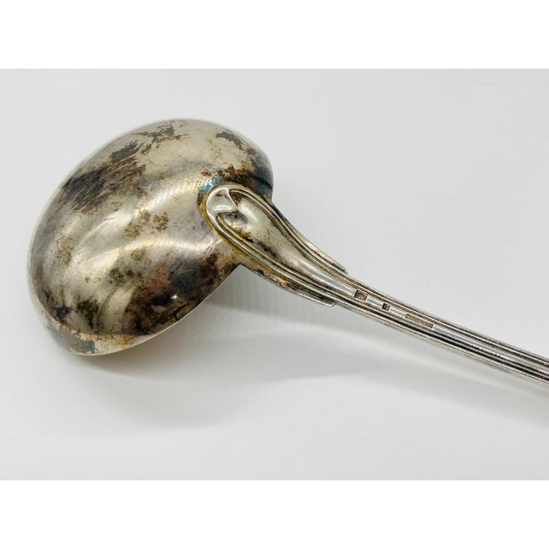 Placcato argento Set di 13 posate da zuppa placcate in argento con cucchiai, forchetta e mestolo, 1900 in vendita