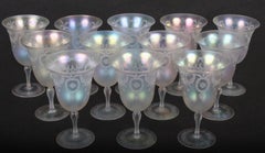 Set of 13 Steuben Verre de Soie Water Goblets with Pitcher