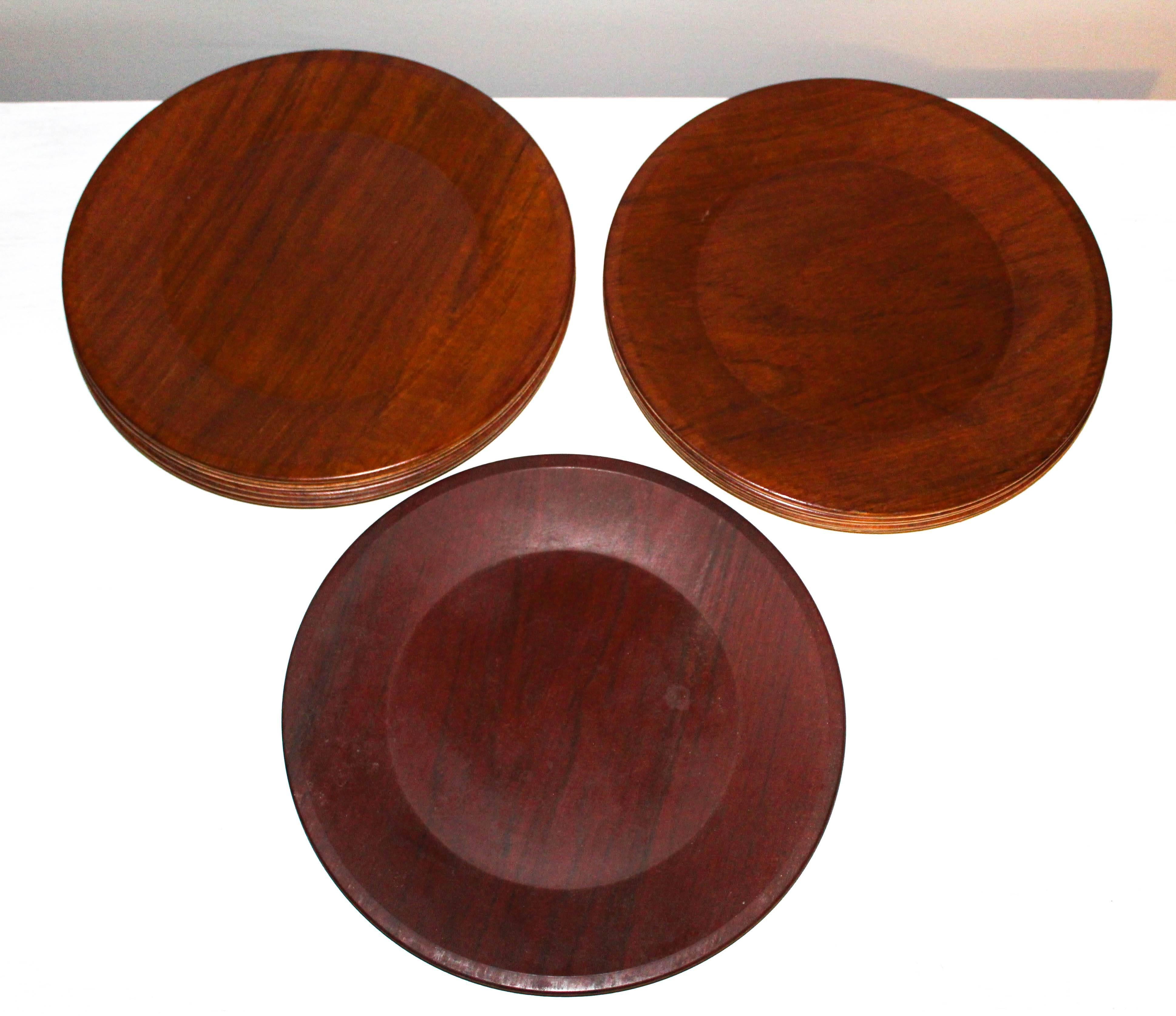 Set of 13 Swedish Teak Dining Plates by Silva from 1976 1