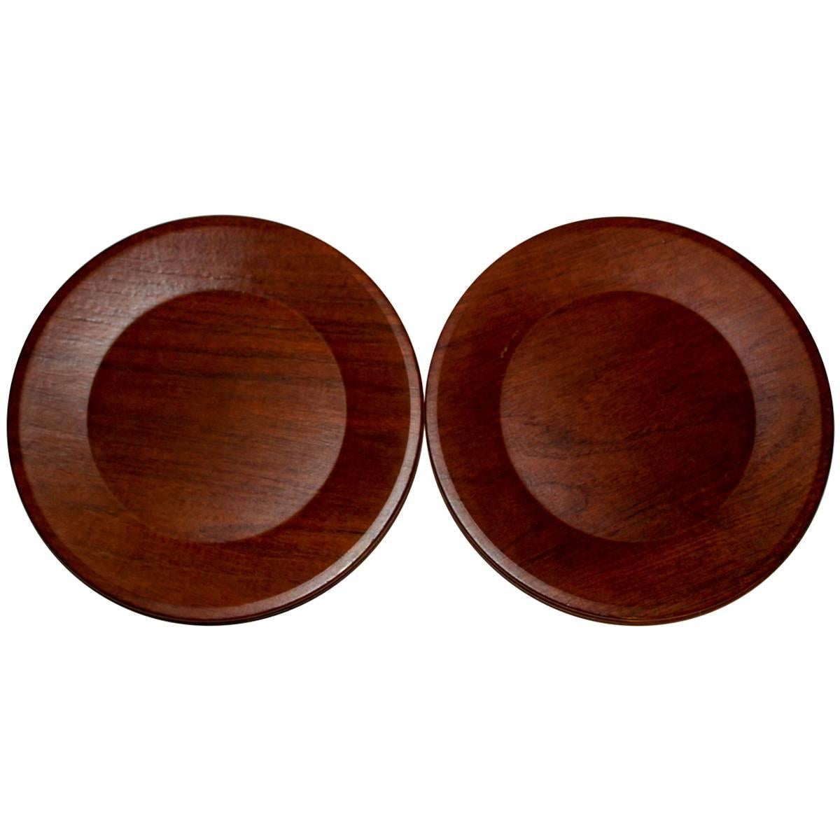 Set of 13 Swedish Teak Dining Plates by Silva from 1976