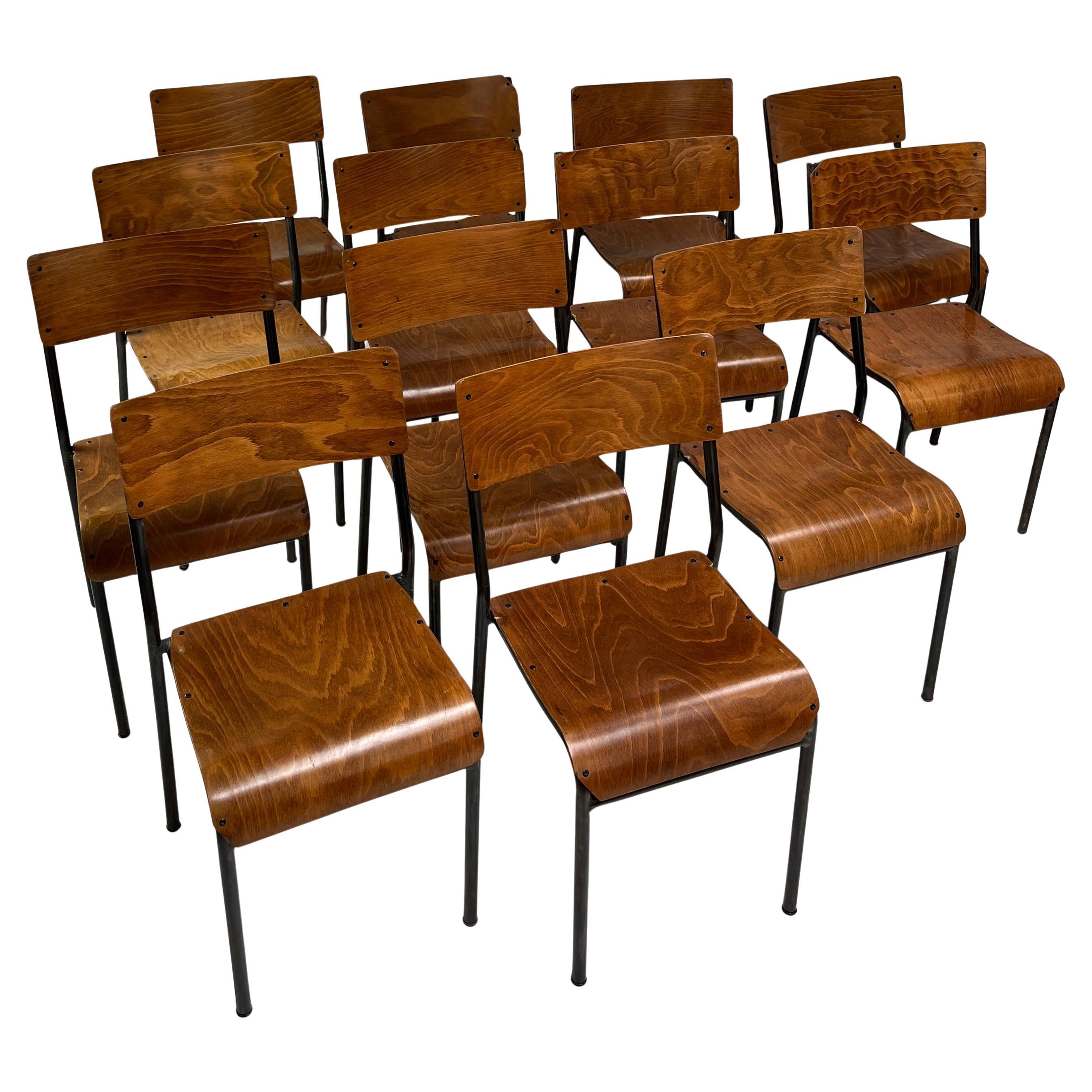 Set of 13 Vintage French School/Conference Chairs, circa 1960 en vente