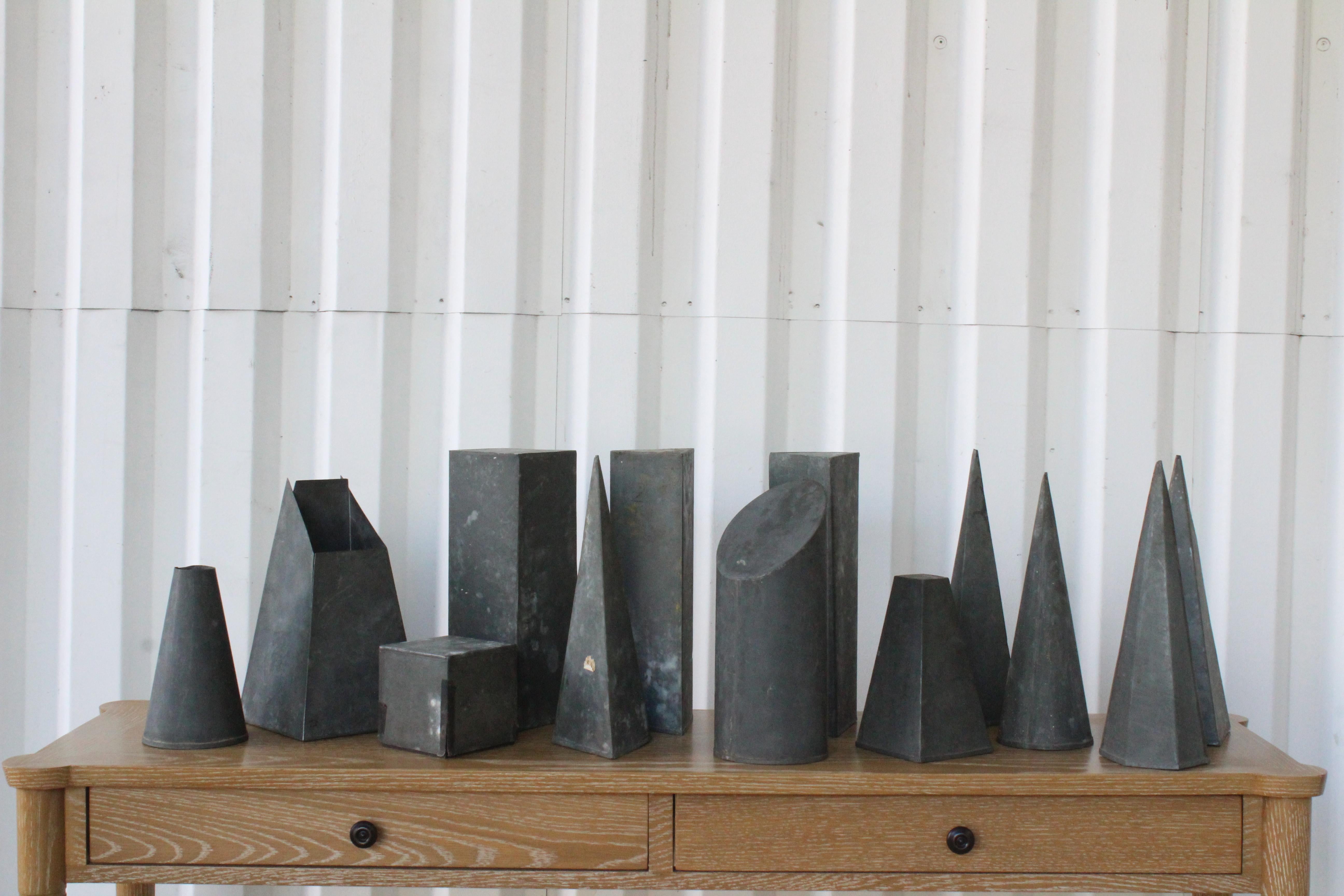 French Set of 13 Vintage Zinc Art School Objects, 19th Century France.  For Sale