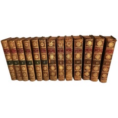 Set of 13 Volumes Antique Leather Books