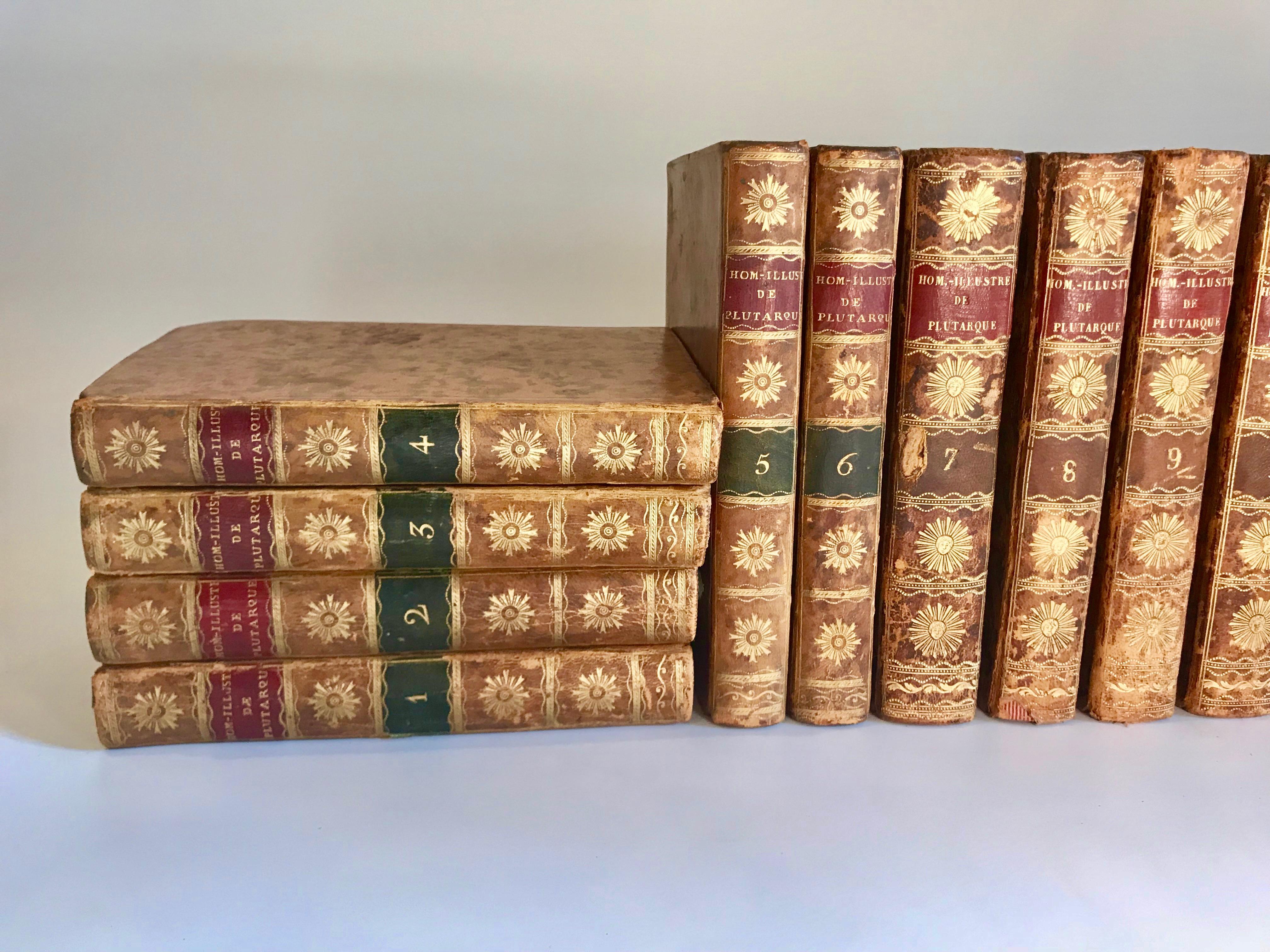 Early 19th Century Set of 13 Volumes Antique Leather Books For Sale