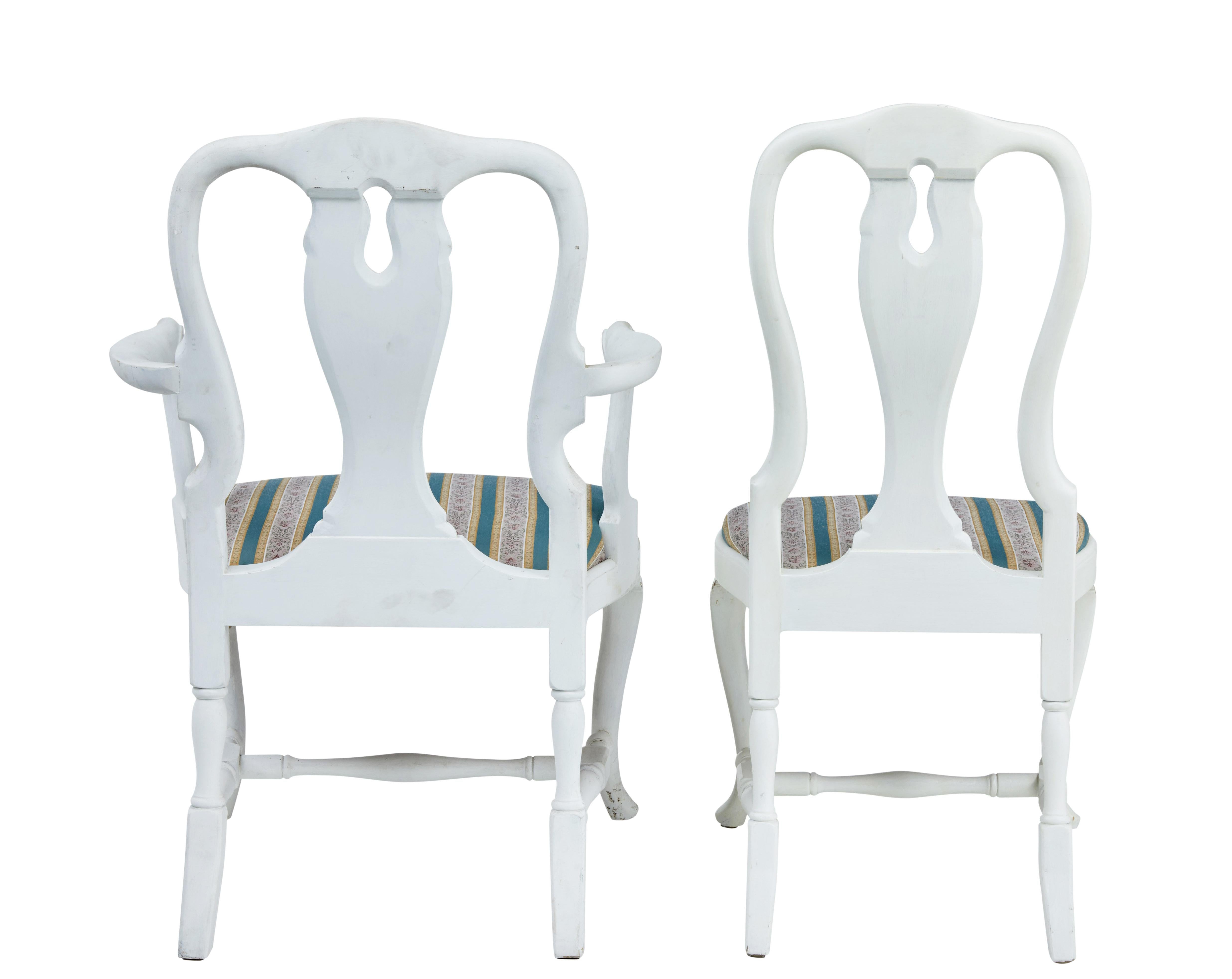 Hand-Painted Set of 14 1920s Queen Anne Design Dining Chairs