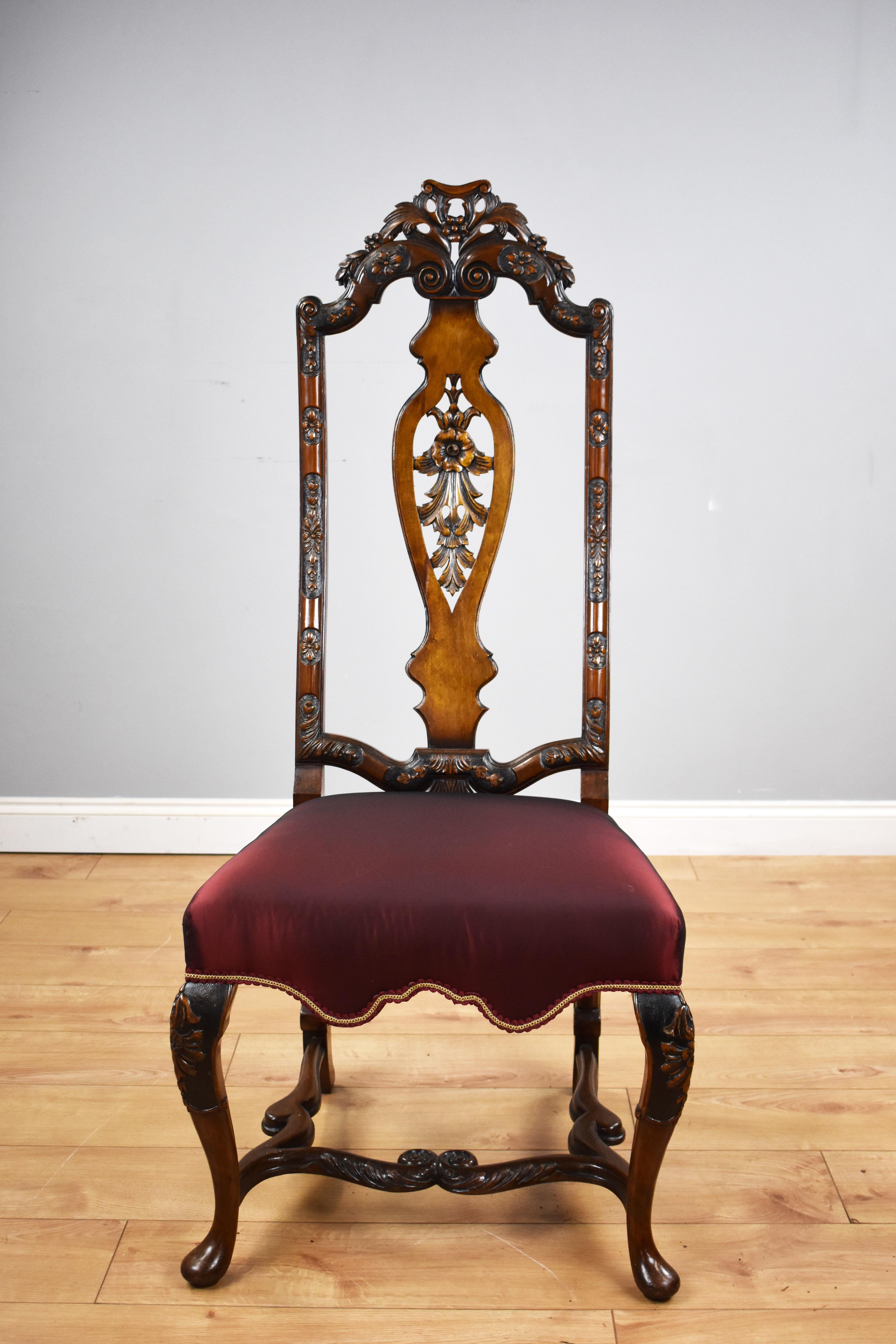 Set of 14 20th Century English Antique Queen Anne Style Dining Chairs For Sale 4