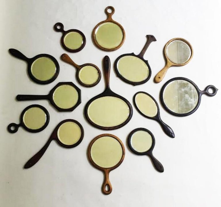 Set of 14 Antique Bevelled Glass Hand Mirror Collection at 1stDibs