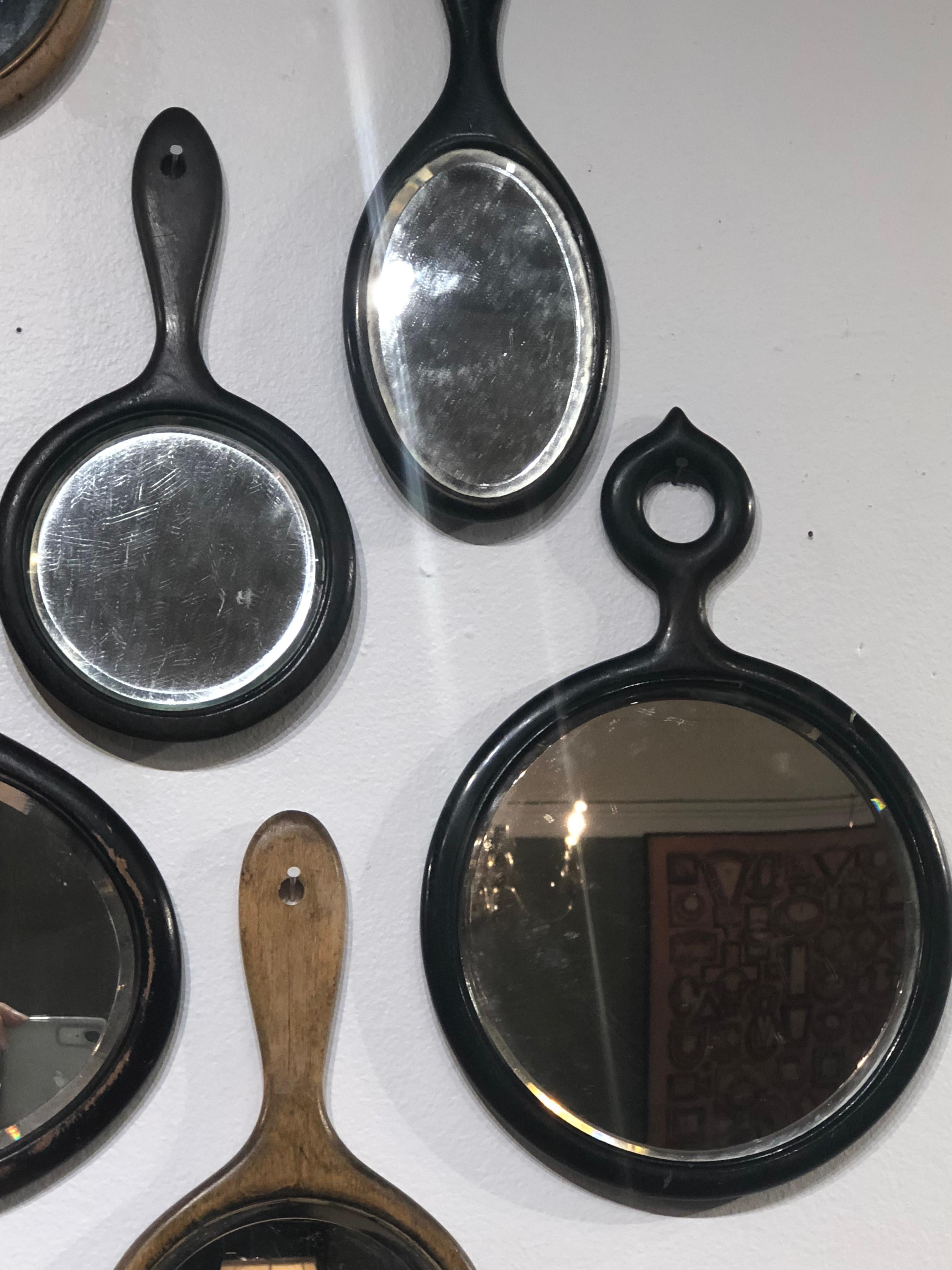 Set of 14 Antique Bevelled Glass Hand Mirror Collection 1