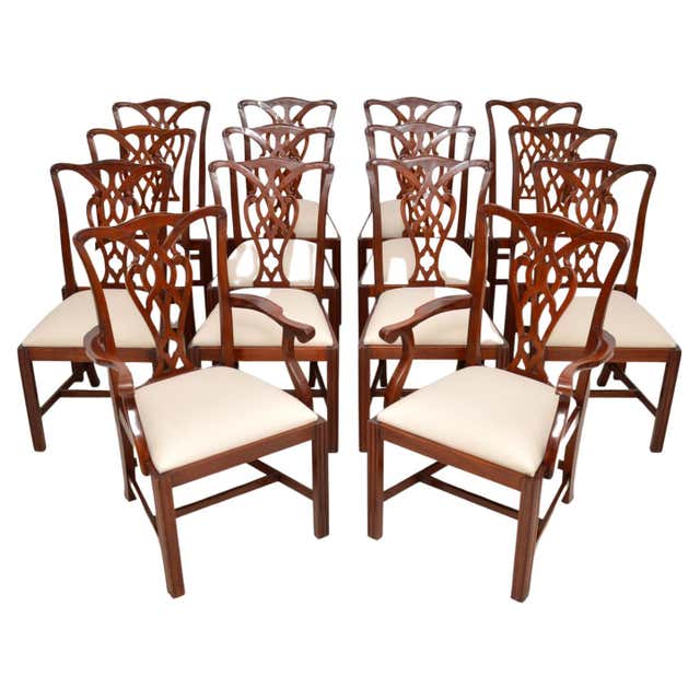 Antique Mahogany Chippendale Style Dining Table and Six Chairs at ...