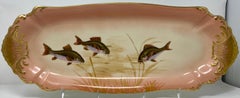 Set of 14 Antique French Hand-Painted Limoges Porcelain Fish Service, Circa 1890