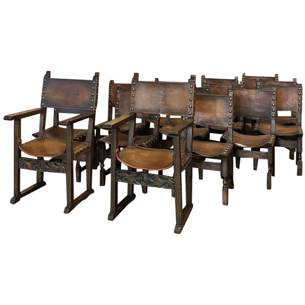 Set of 8 Spanish Dining Chairs 2 Host + 6 Side at 1stDibs