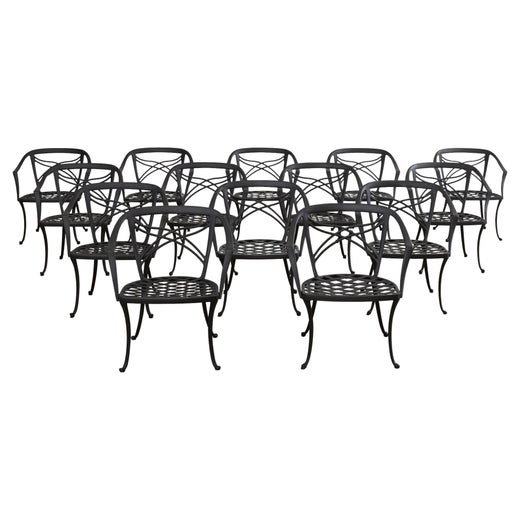 Set of Eight Brown Jordan Classic Garden Dining Armchairs For Sale at