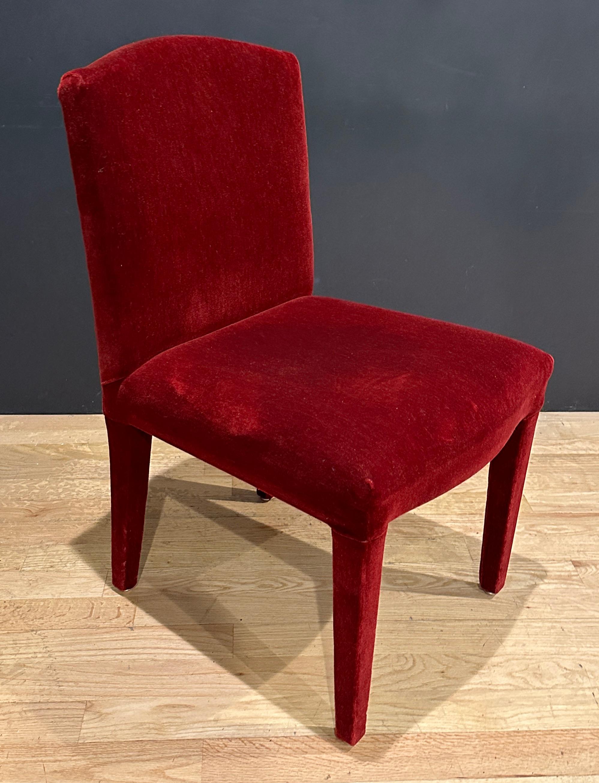 Set Of 14 Burgundy Mohair Dining Chairs In Good Condition For Sale In Norwood, NJ
