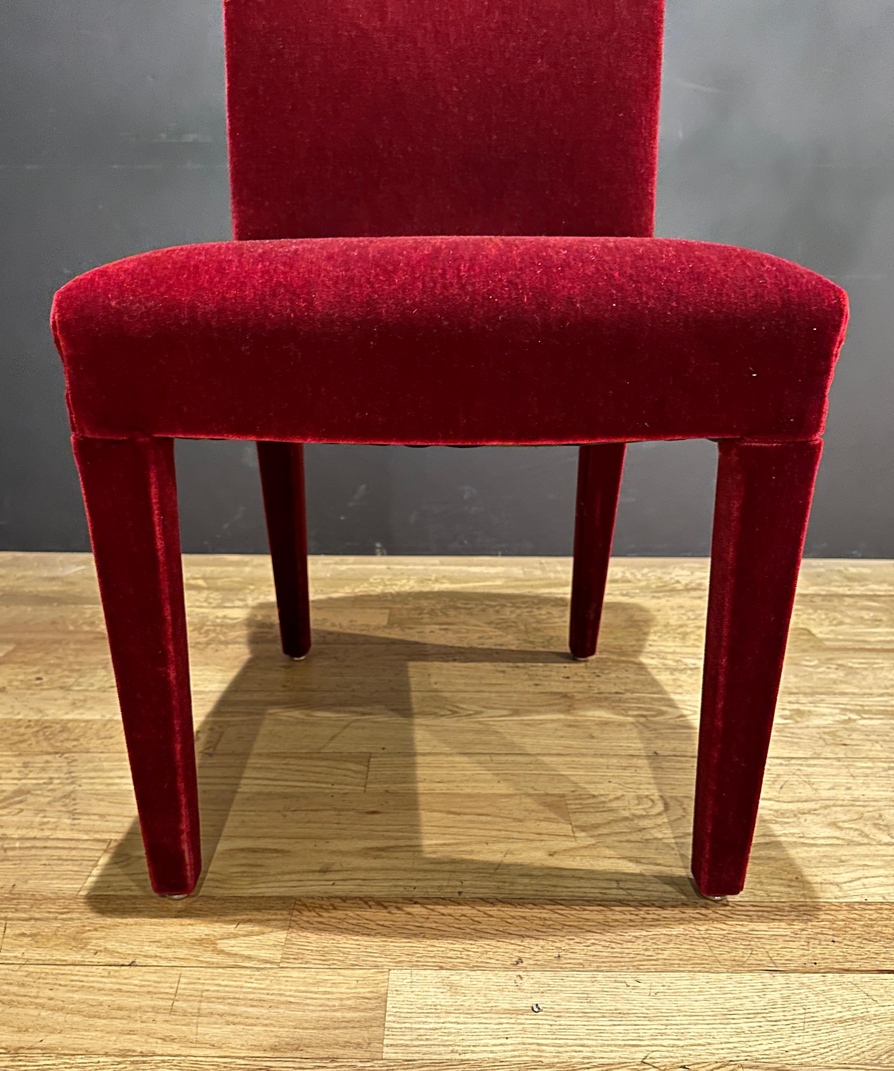 20th Century Set Of 14 Burgundy Mohair Dining Chairs For Sale