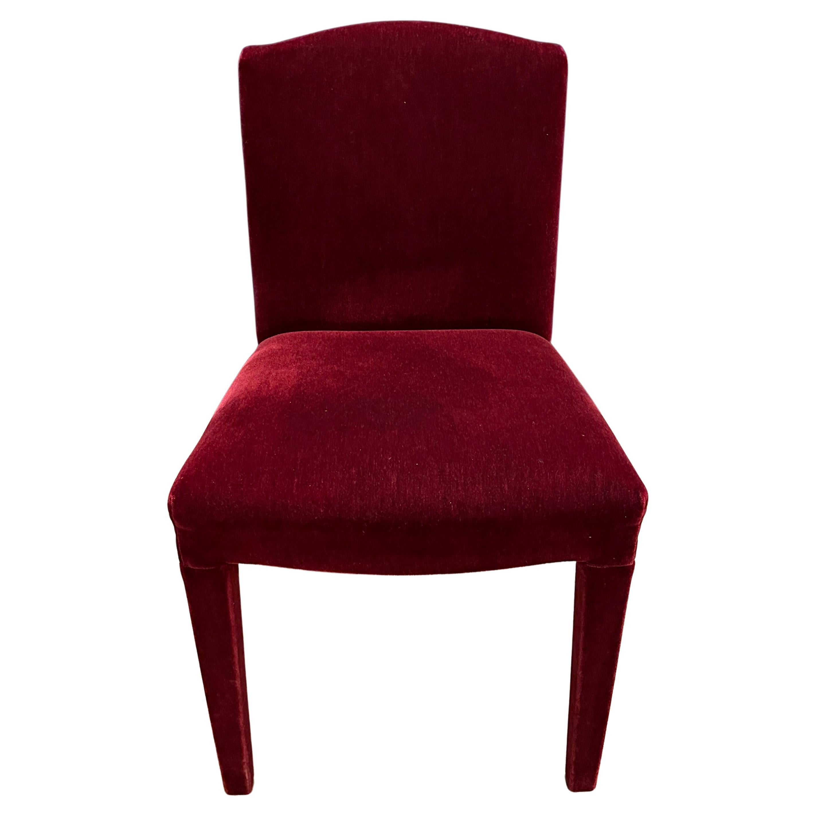 Set Of 14 Burgundy Mohair Dining Chairs For Sale