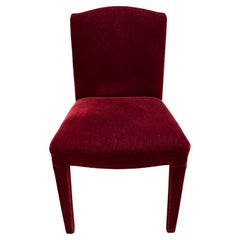 Set Of 14 Burgundy Mohair Dining Chairs