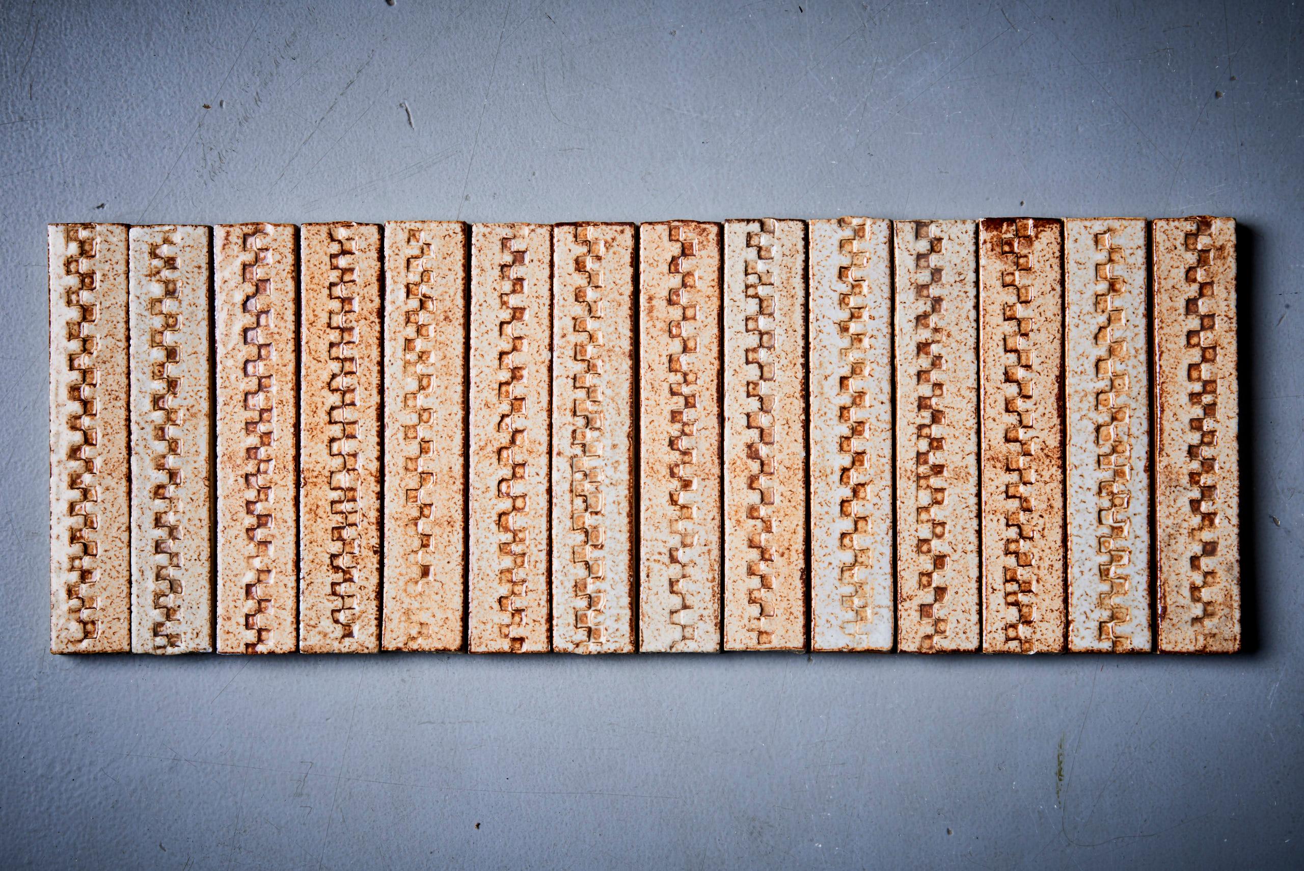 Set von 14 Keramikfliesen von Roger Capron, Frankreich – 1970er Jahre (Moderne der Mitte des Jahrhunderts) im Angebot