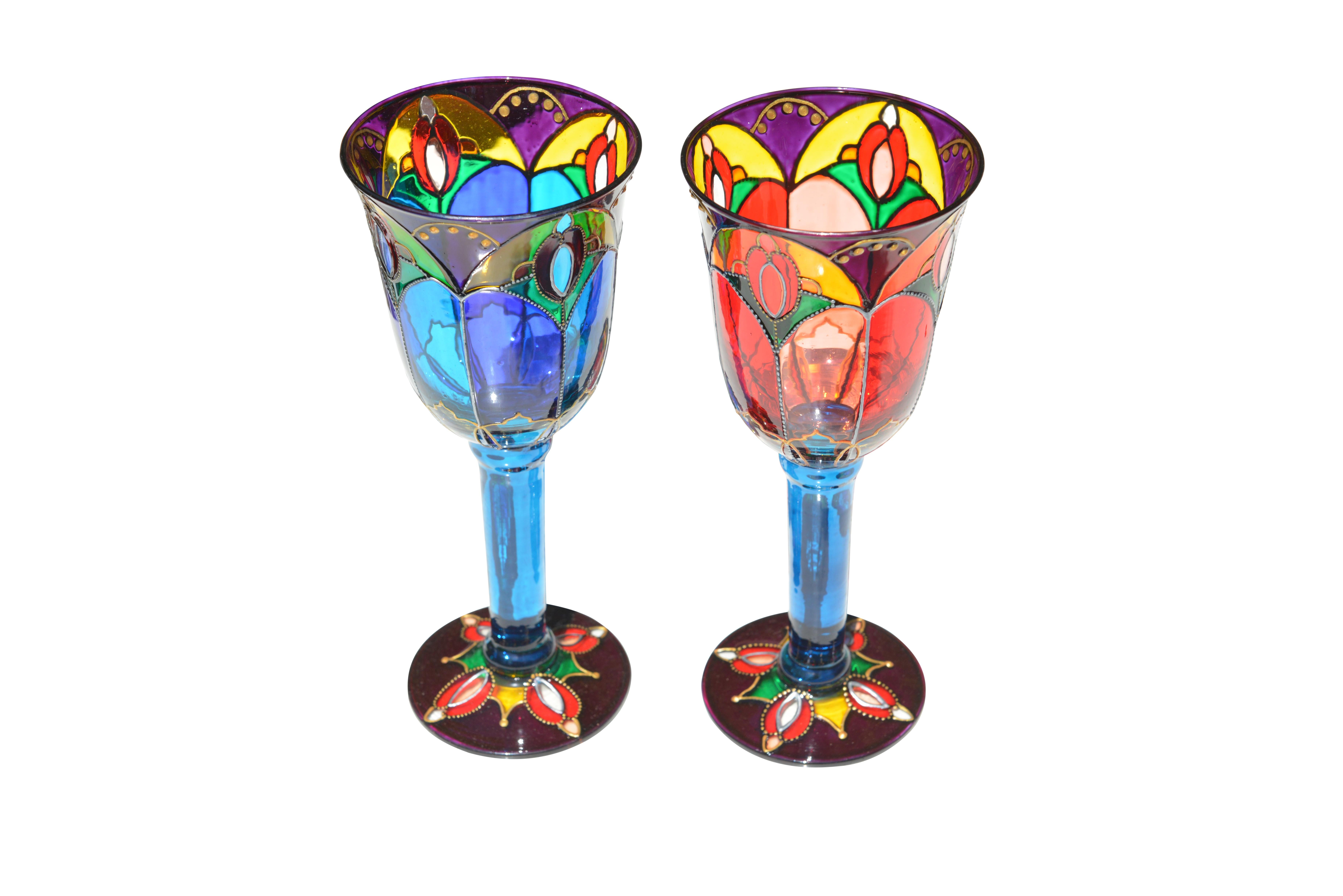 Set of 14 Coloured Glasses Made in Ibiza, circa 2000 In Excellent Condition For Sale In Sint-Kruis, BE