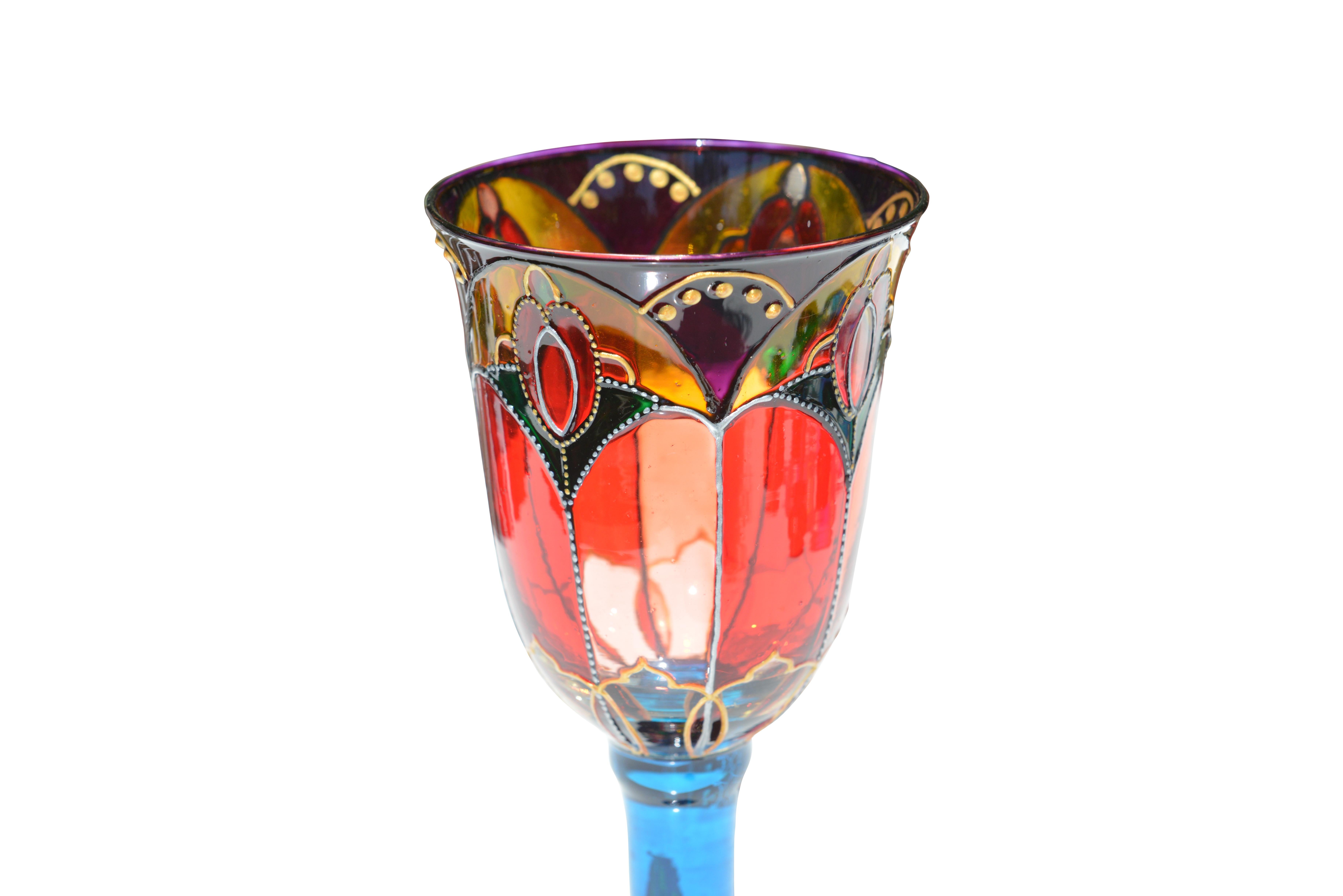 Contemporary Set of 14 Coloured Glasses Made in Ibiza, circa 2000 For Sale