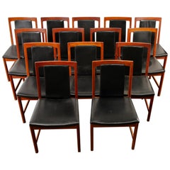 Set of 14 Karl - Erik Ekselius Teak Dining Chairs 1970s Sweden