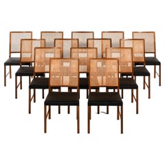 Set of 14 Dining Chairs in Rosewood and Cane by Bernt Petersen, 1960's