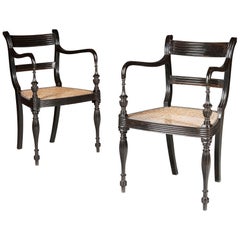 Set of 14 Ebony Anglo-Indian Dining Chairs