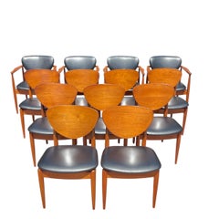 Set of 14 Finn Juhl Attributed Mid Century Walnut Dining Chairs, Denmark, 1950s