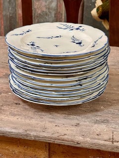 Set of 14 French 18th Century Porcelain Chantilly Blue Spring Plates