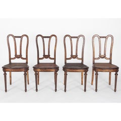 Set of 14 French Style Dining Chairs, Painted Hand Carved Wood with Canned Seats
