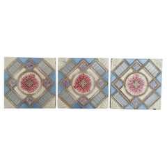 Vintage Set of  14 Glazed Relief Tiles Produits Céramiques de la Dyle, circa 1930