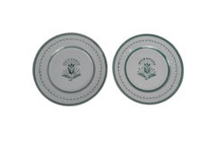 Set of 14 Green Thistle Dinner Plates, Arabia of Finland 1950s
