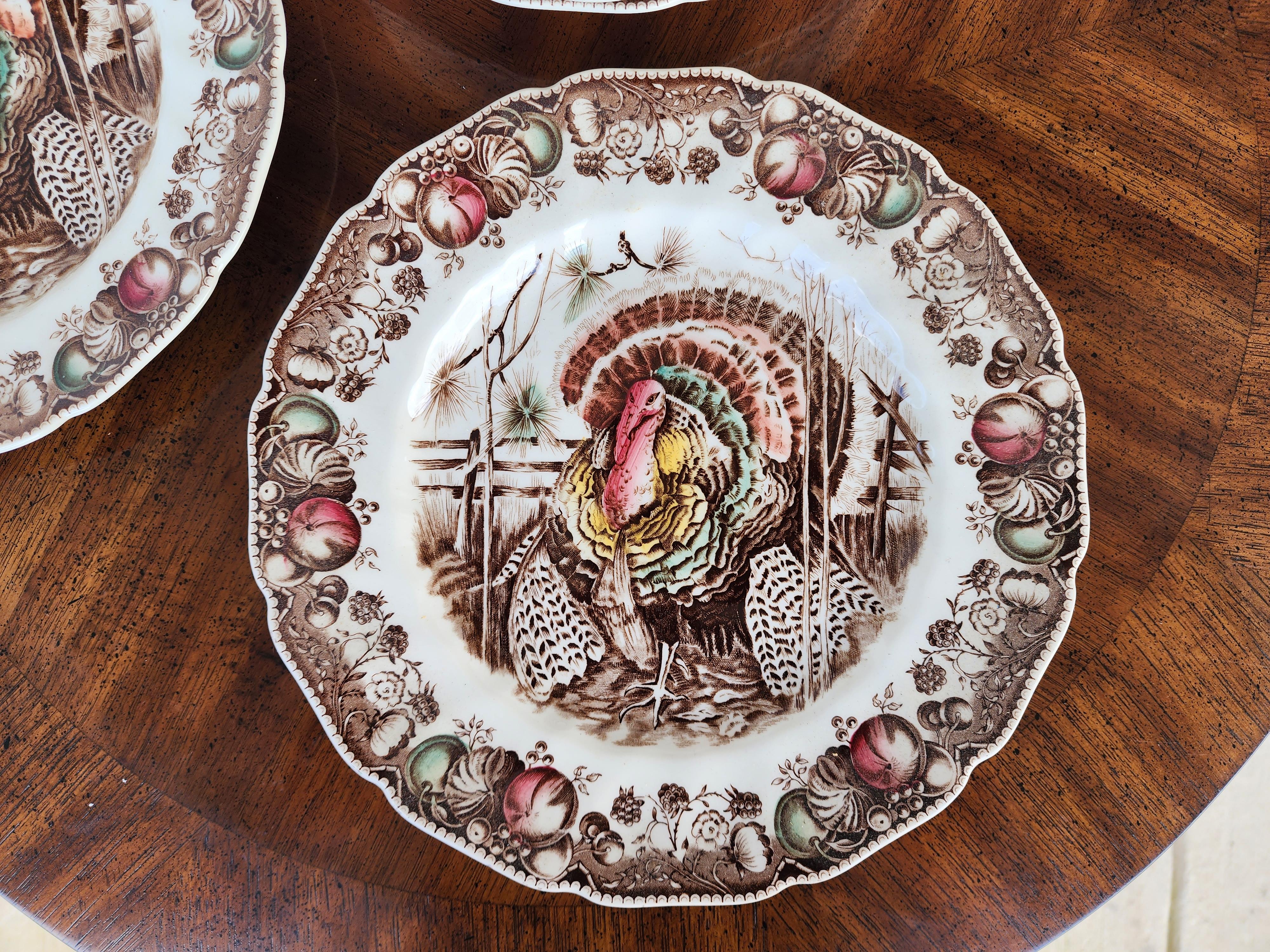 For FULL item description click on CONTINUE READING at the bottom of this page.
Offering One Of Our Recent Palm Beach Estate Fine Dinnerware Acquisitions Of A
Rare Set of 14 Johnson Bros His Majesty Turkey Dinner Plates 10 3/4