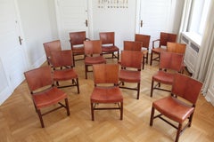Set of 14 Kaare Klint Red Chairs, Niger Leather, Mahogany