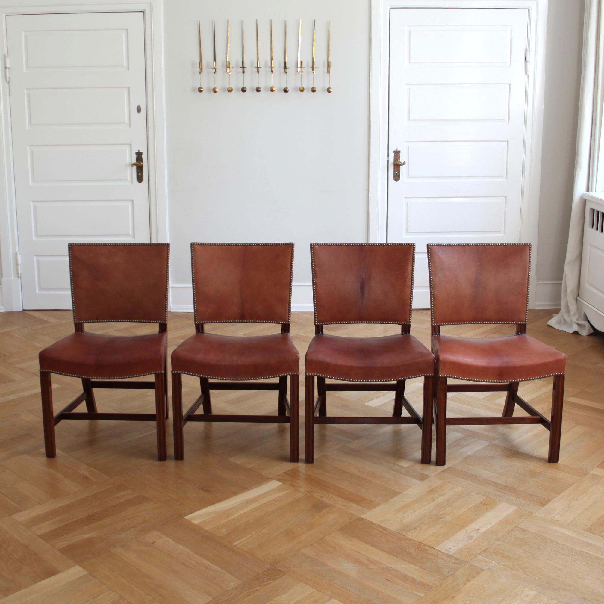 Oiled Set of 14 Kaare Klint Red Chairs, Niger Leather, Mahogany