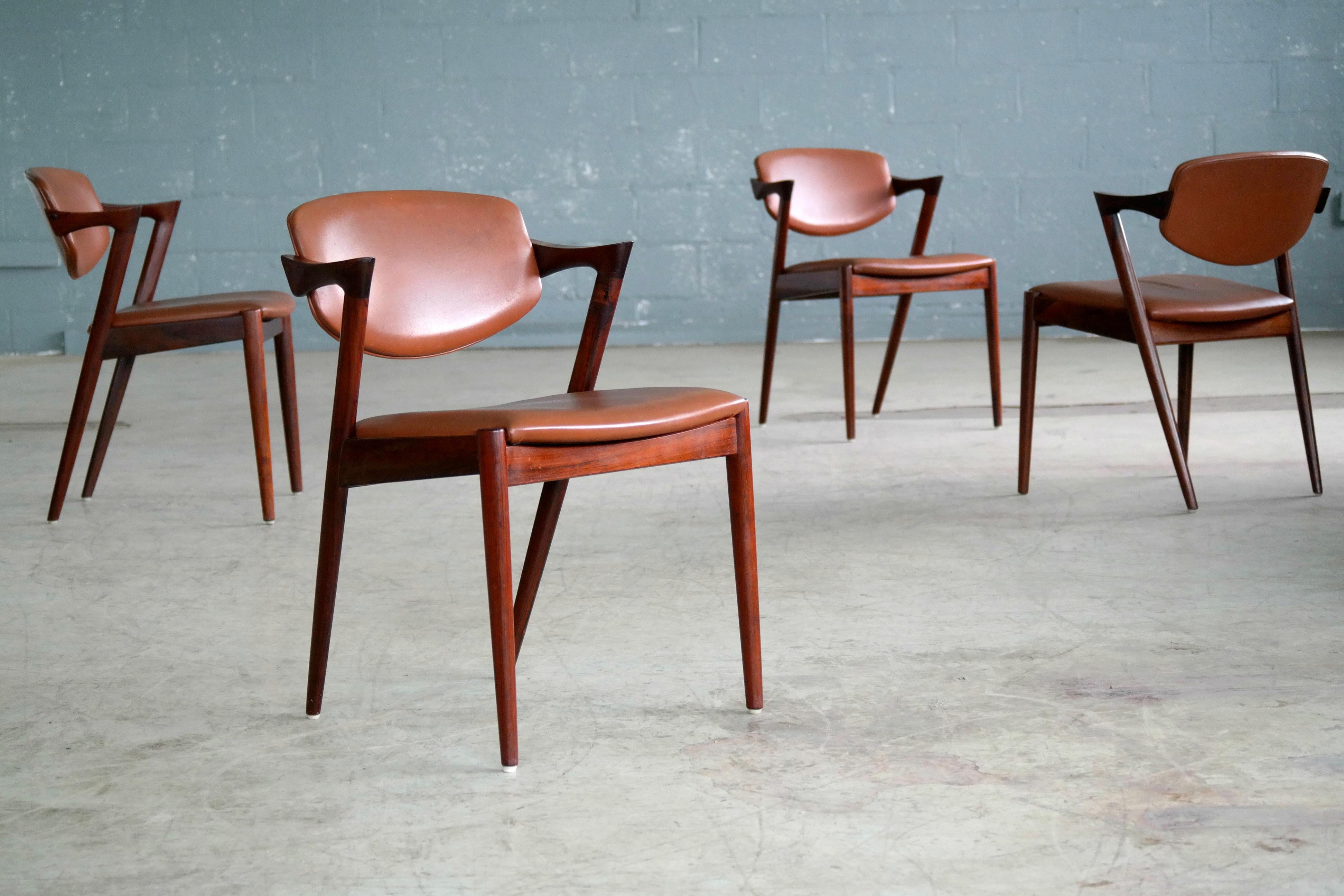 Danish Set of 14 Kai Kristiansen Model 42 Rosewood Dining Chairs for Schou Andersen