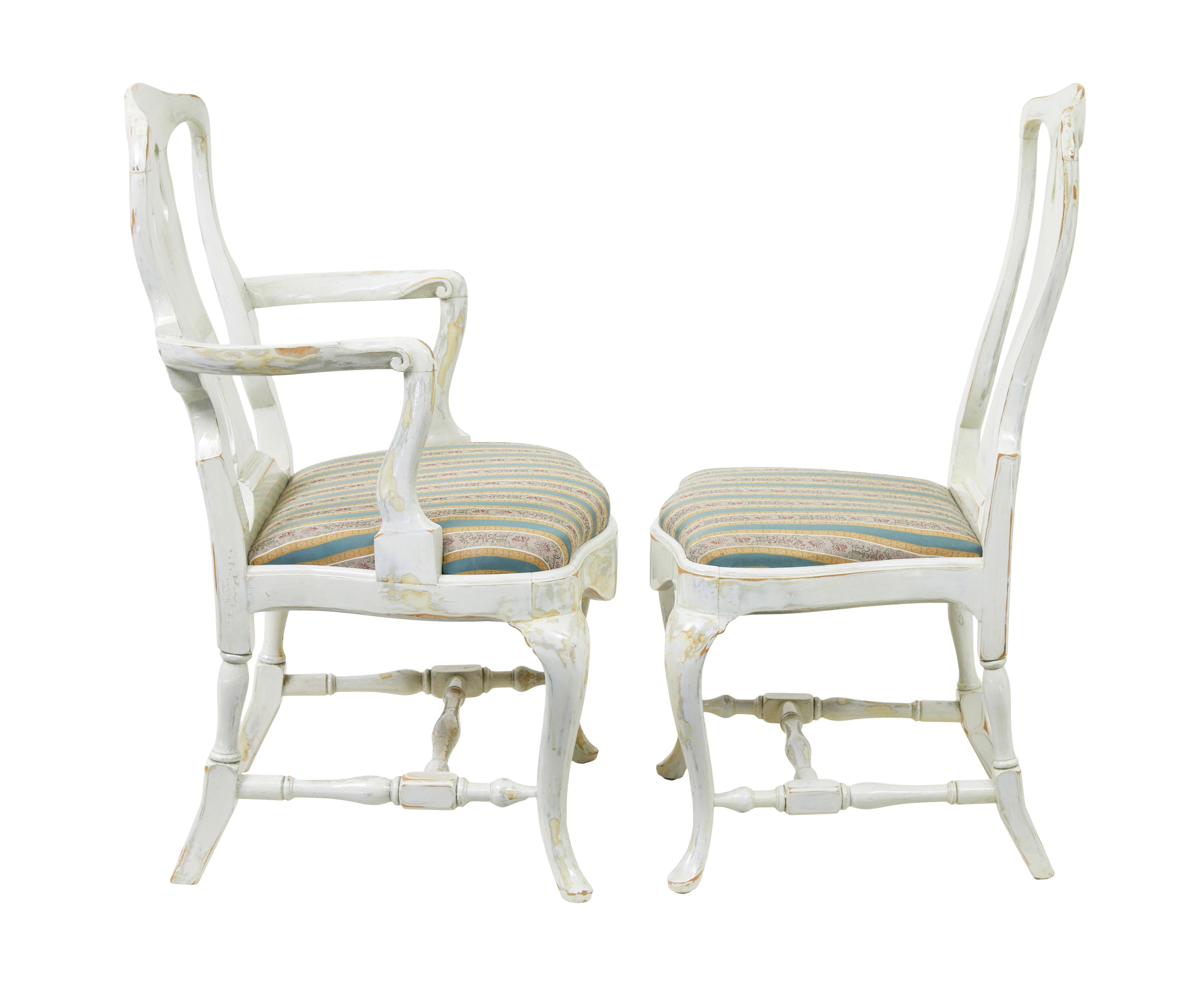 Conjunto de 14 sillas de comedor lacadas de influencia Queen Anne en Bueno estado para la venta en Debenham, Suffolk