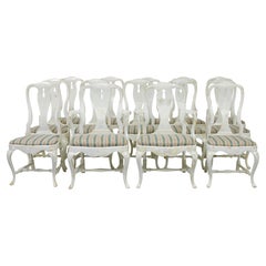 Set of 14 lacquered Queen Anne influenced dining chairs