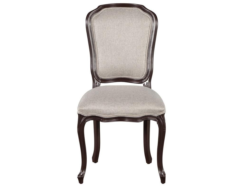 Fabric Set of 14 Louis XIV Style Dining Chairs in Solid Lacquer Finish